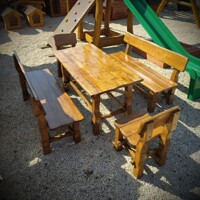 Sedenie set Jelša 1,5m - Set: 2 lavice a 1 stôl + 2 stolička